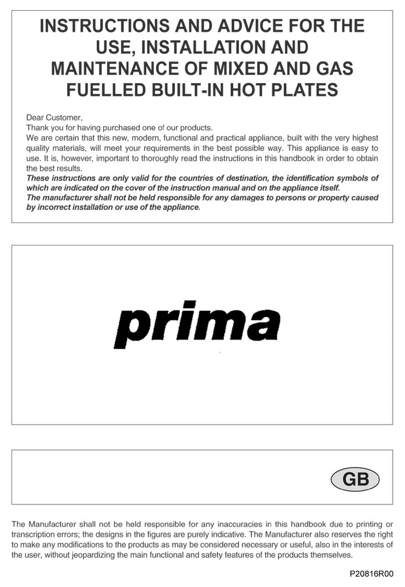 Prima PRGH 202 Instructions and advice for the use, installation and maintenance