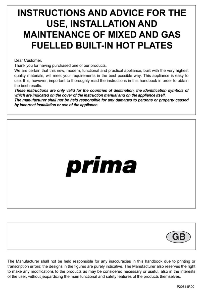 Prima PRGH 102 Instructions and advice for the use, installation and maintenance