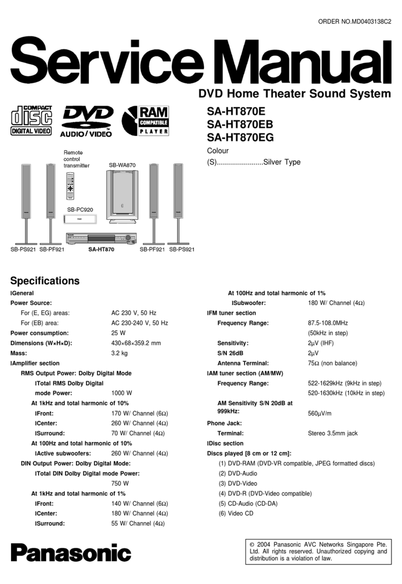 Panasonic SA-HT870E User manual