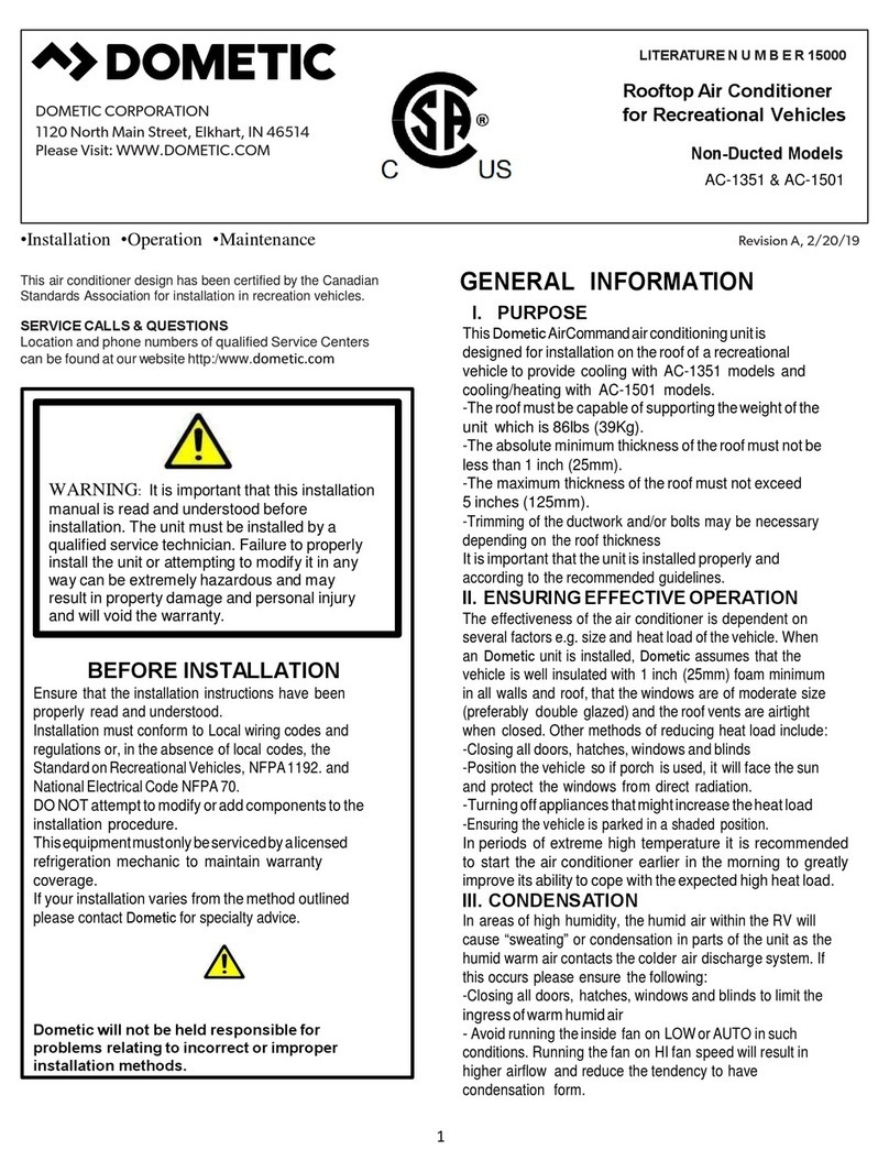 Dometic AC-1351 Installation, operation and maintanance manual