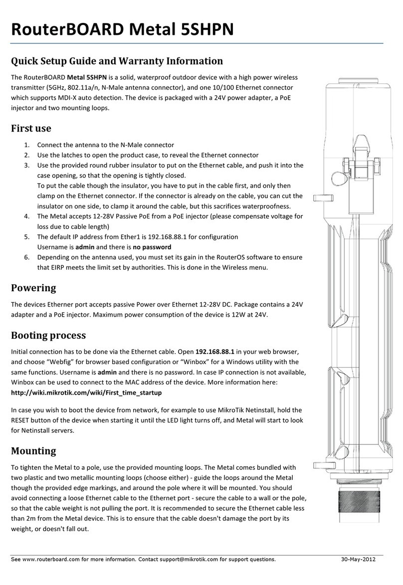 RouterBOARD Metal 5SHPN Quick setup guide and warranty information