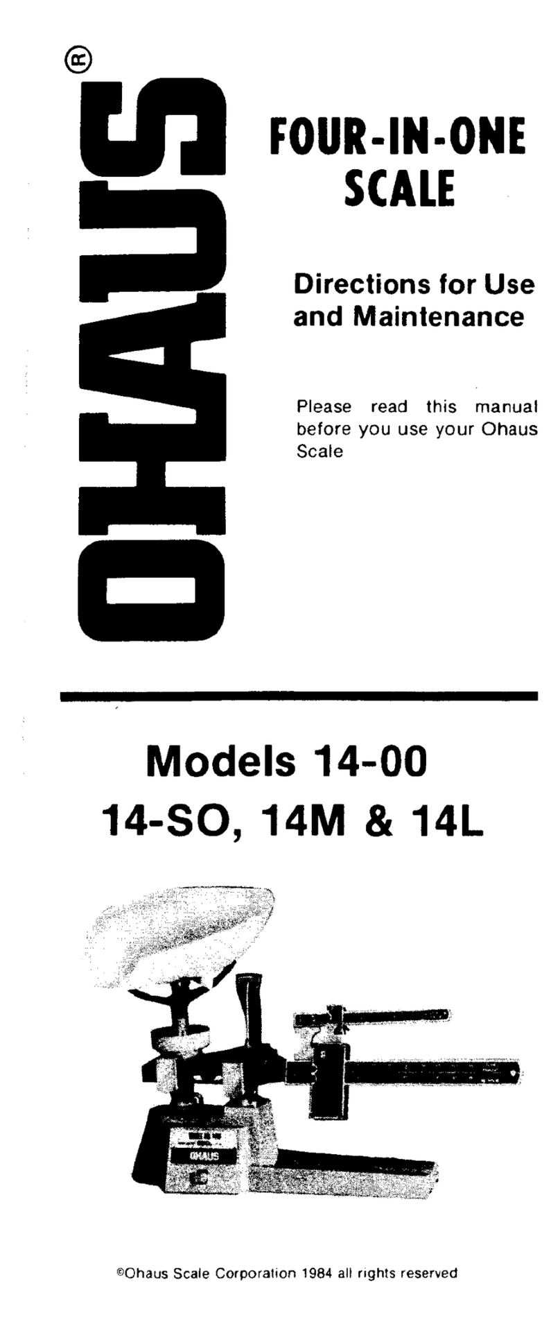 OHAUS 1400 Series Directions for Use and Maintenance