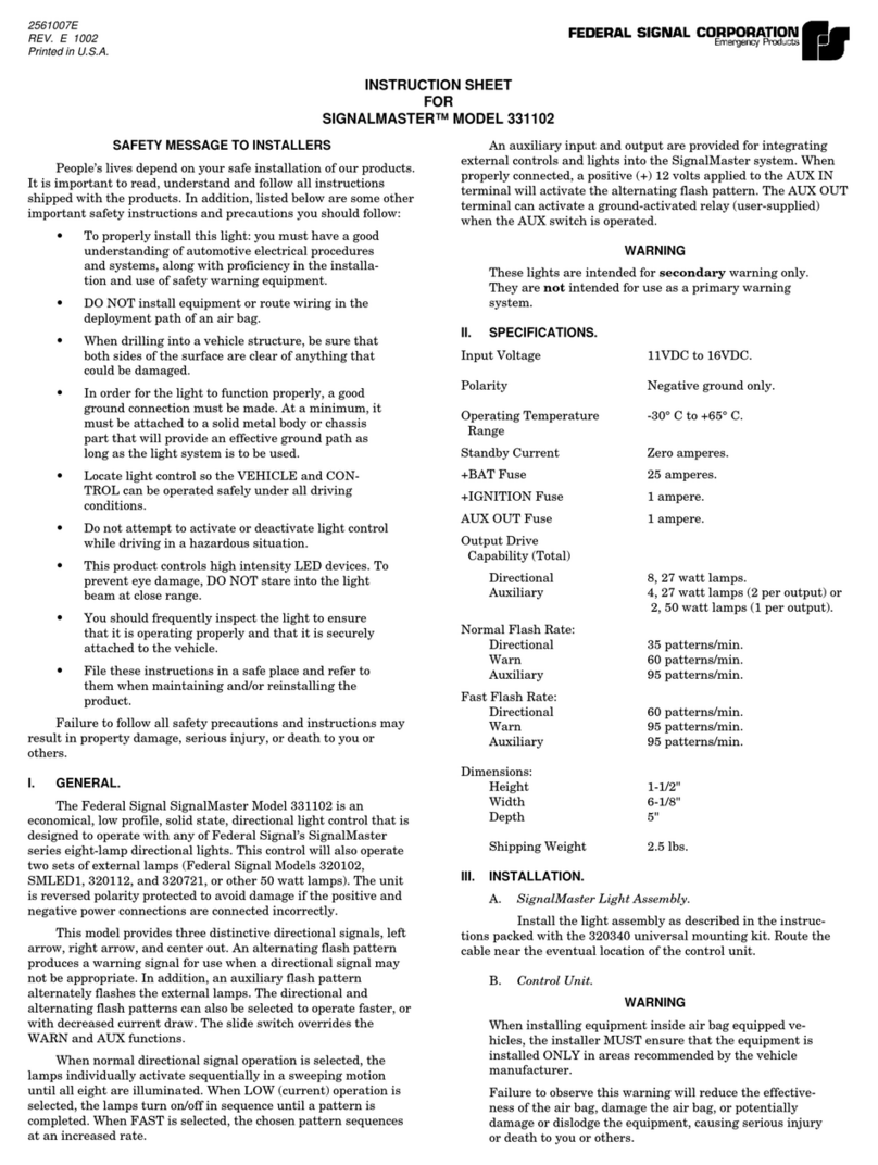 Federal Signal Corporation SIGNALMASTER 331102 User manual