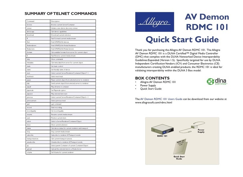 Allegro AV Demon RDMC 101 quick start guide