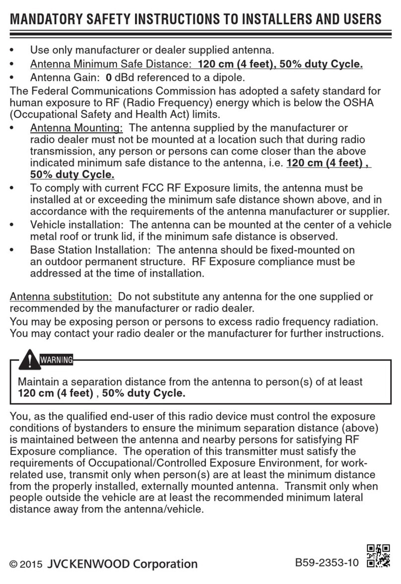 JVCKENWOOD TKR-D810 MANDATORY SAFETY INSTRUCTIONS TO INSTALLERS AND USERS