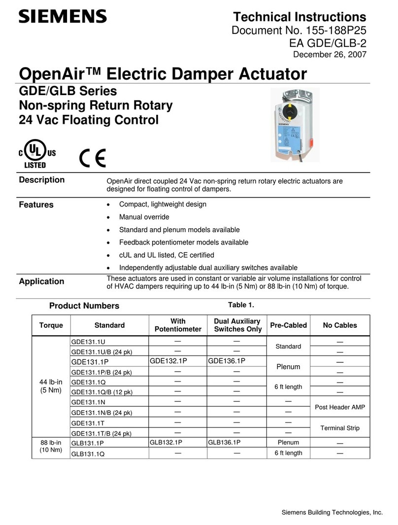 Siemens OpenAir GDE Series Owner's manual