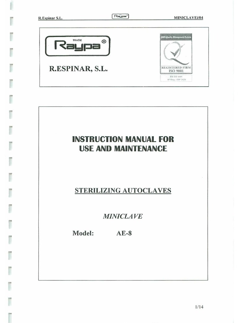 Raypa MINICLAVE AE-8 Instruction manual for use and maintenance Raypa MINICLAVE AE-8 Instruction manual for use and maintenance