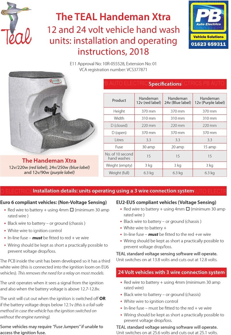 Teal Handeman Xtra Installation and operating instructions Teal Handeman Xtra Installation and operating instructions