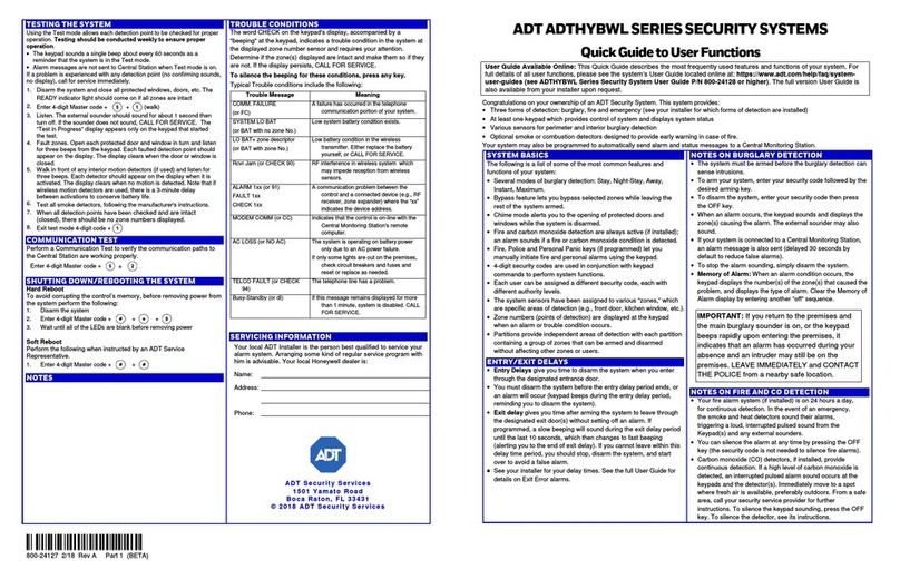 ADT ADTHYBWL Series User manual