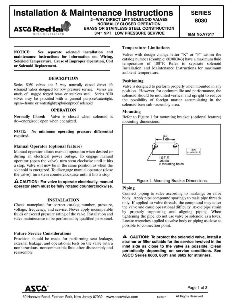 Asco 8030 Series Installation and operating instructions