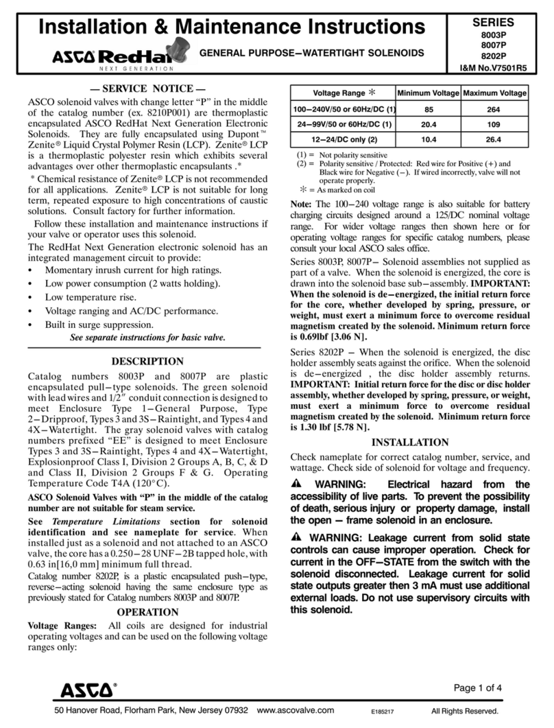 Asco 8003P Series Installation and operating instructions