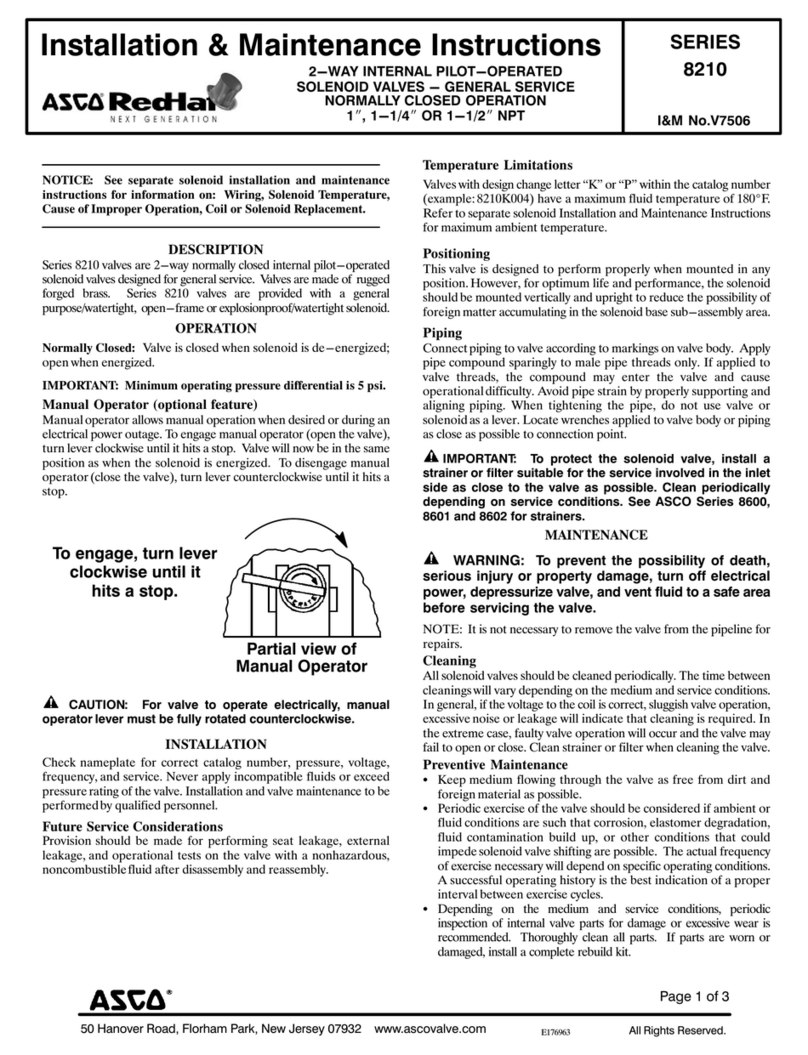 ASCO Valves 8210 Series Installation & maintenance instructions