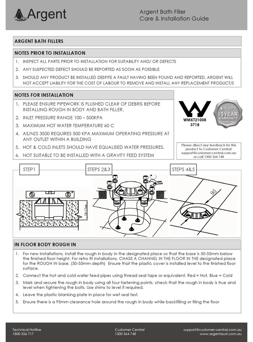 Argent BATH FILLER Care & Installation Guide