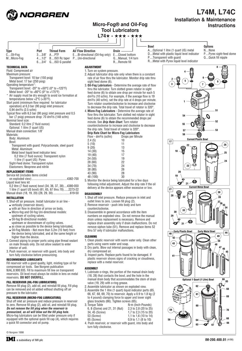 Norgren L74M Installation & maintenance instructions