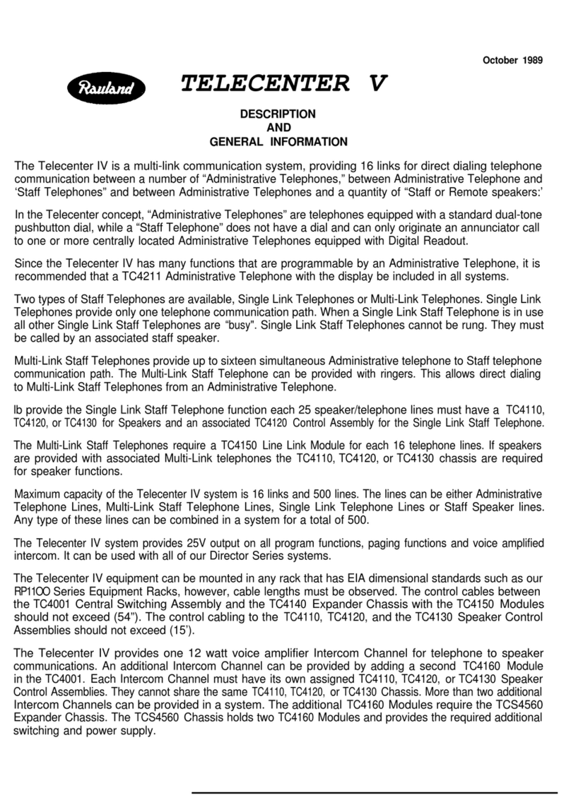 rauland Telecenter IV DESCRIPTION AND GENERAL INFORMATION