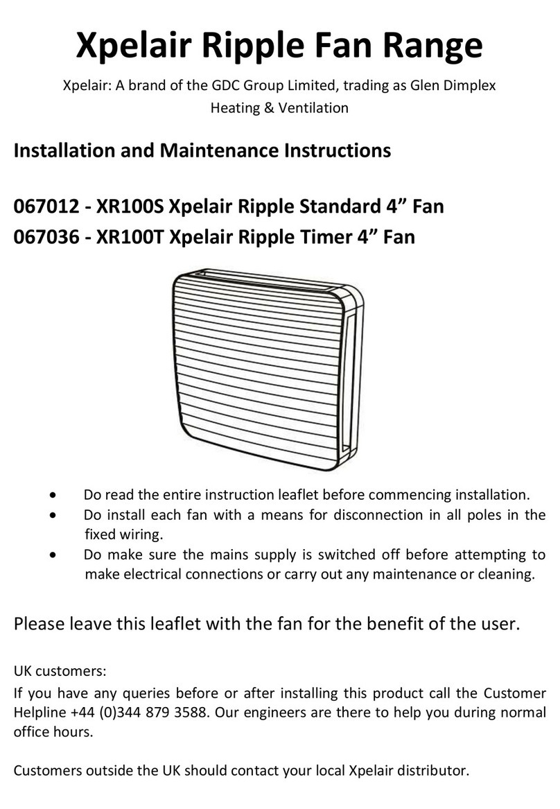 Xpelair Ripple Standard 4" Installation and maintenance instructions
