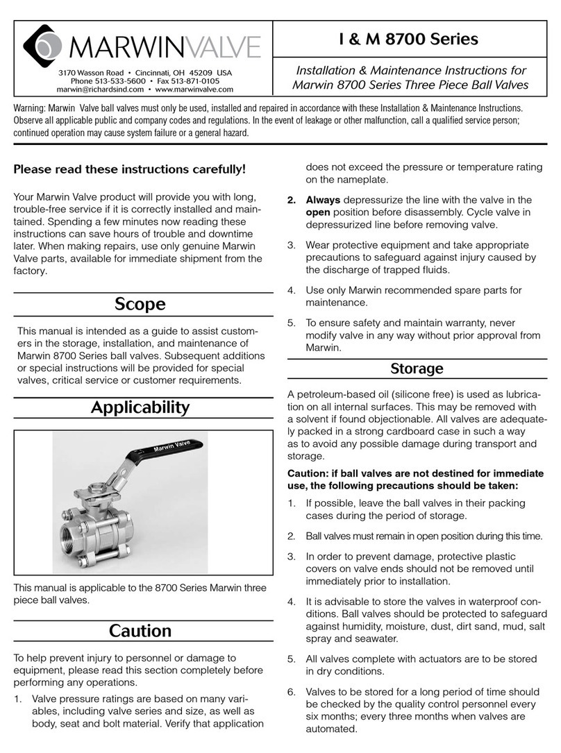 Marwin Valve 8700 Series Installation & maintenance instructions