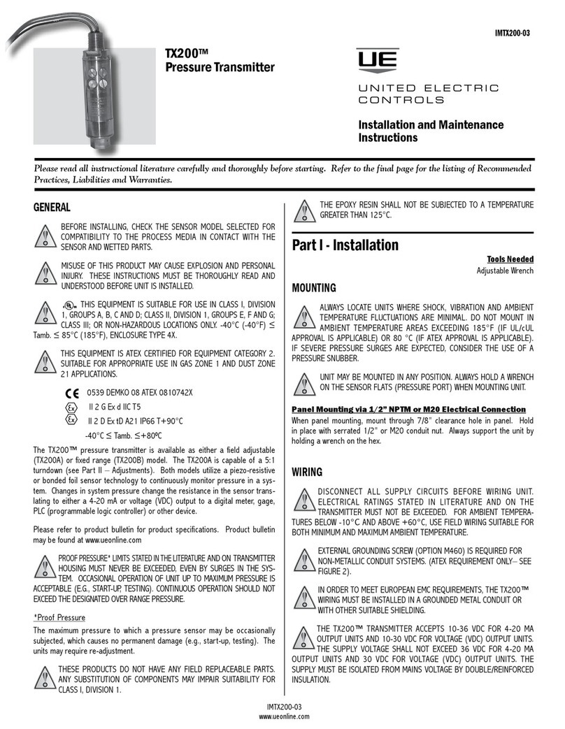 UE TX200 Installation and maintenance instructions