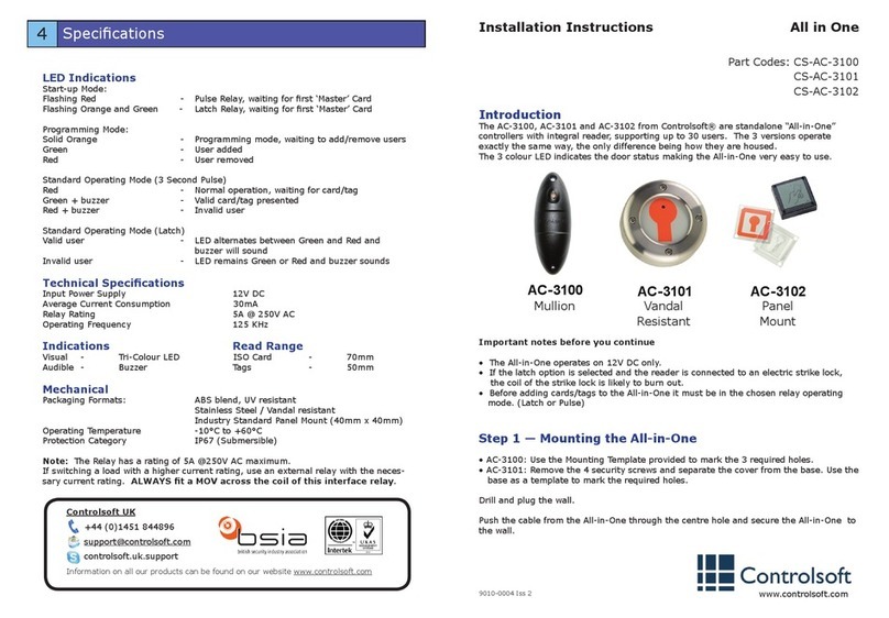 Controlsoft AC-3100 installation instructions