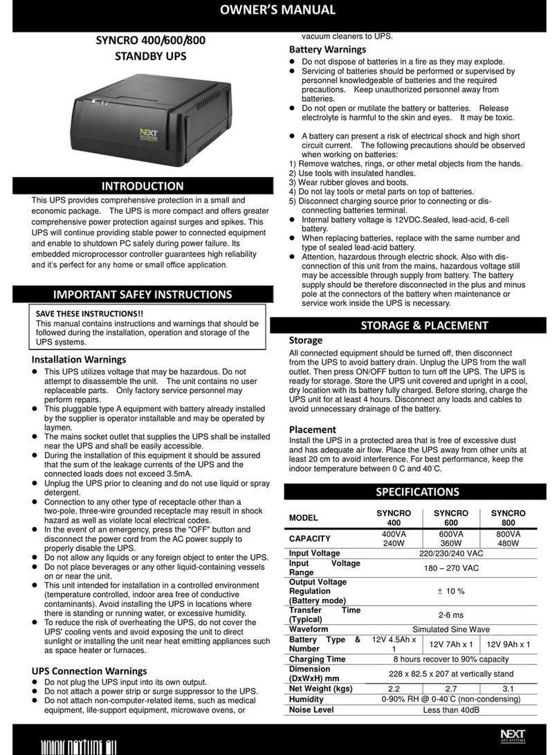 Next SYNCRO 400 User manual