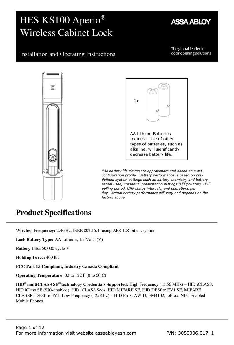 Assa Abloy HES KS100 Aperio Assembly, installation and operating instructions