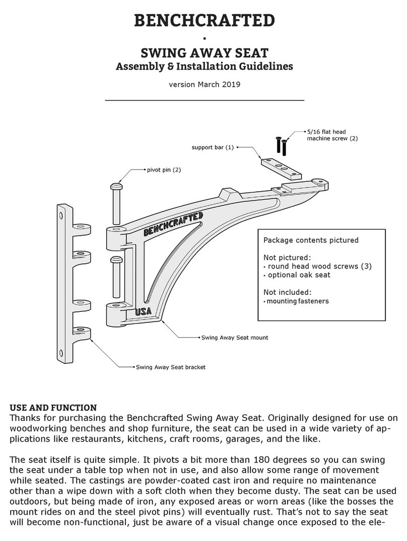 Benchcrafted Swing Away Seat Assembly & Installation Guidelines Benchcrafted Swing Away Seat Assembly & Installation Guidelines