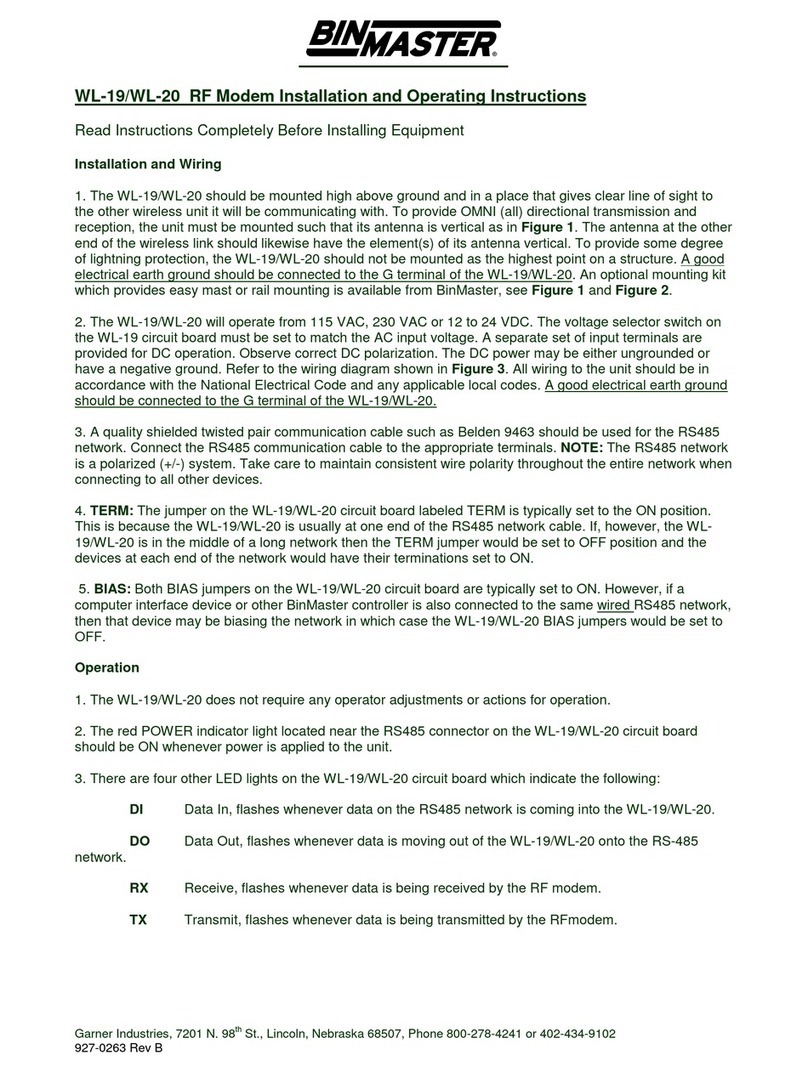 Bin Master WL-19 Installation and operating instructions
