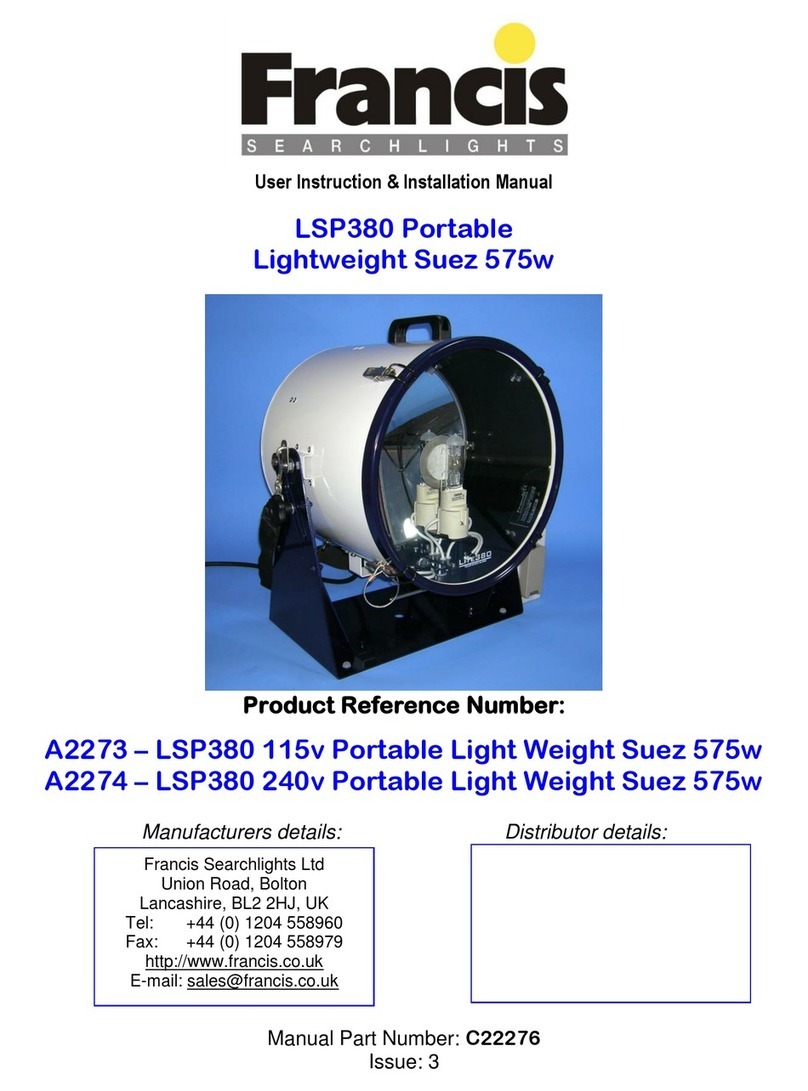 Francis Searchlights LSP380 User instruction & installation manual