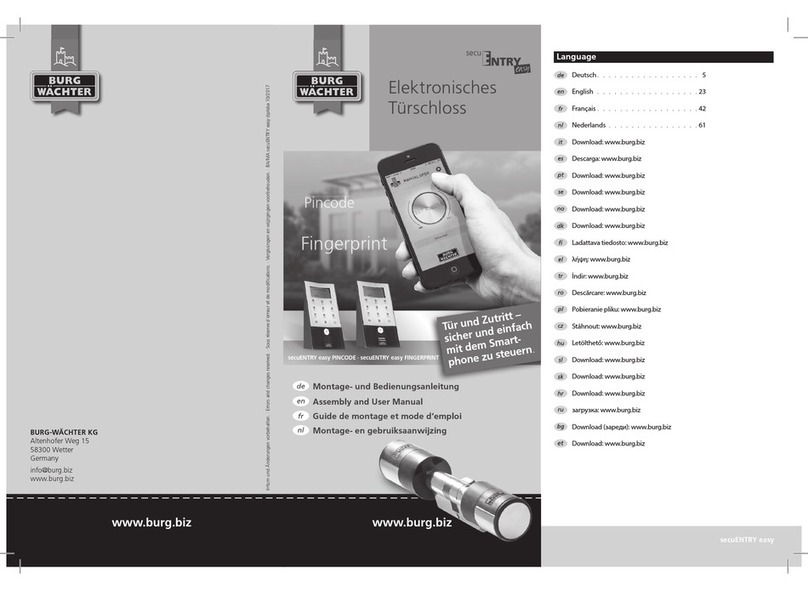 Burg secuENTRY easy PINCODE Assembly and user's manual