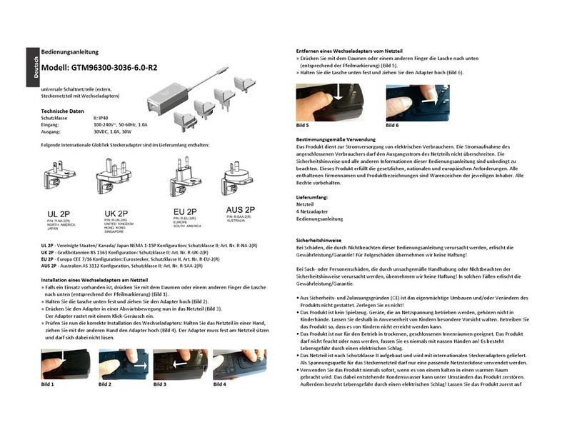 GlobTek GTM96300-3036-6.0-R2 Operating lnstructions