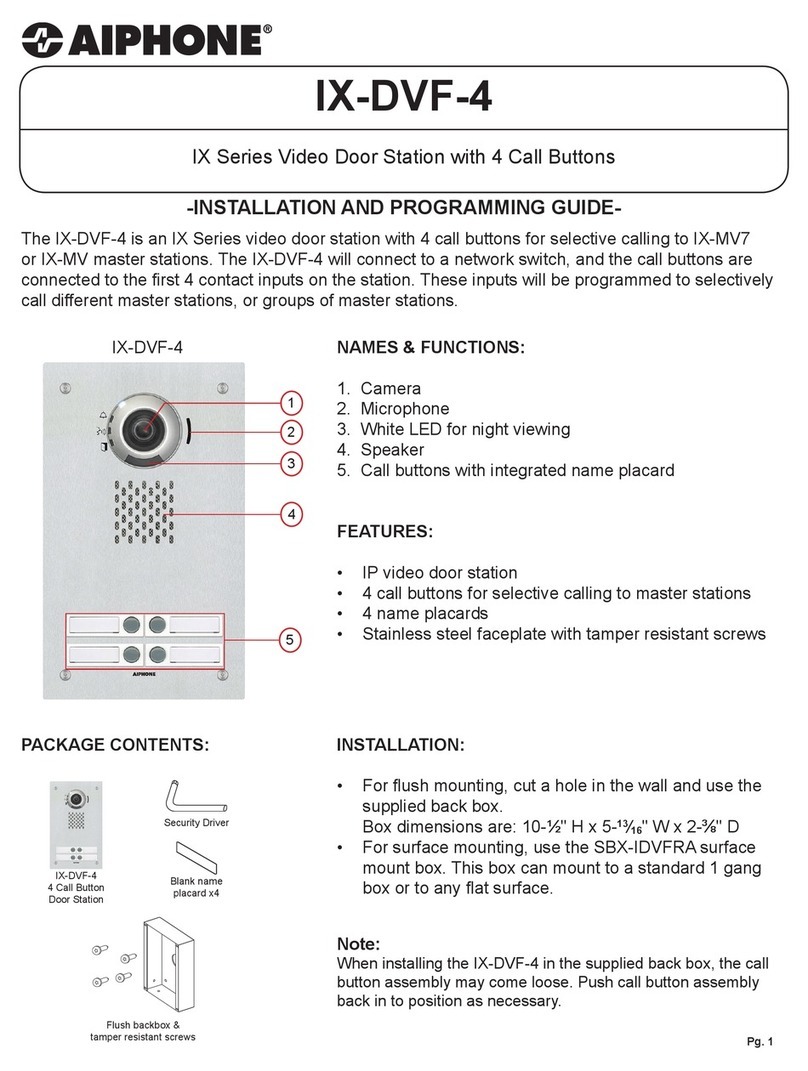 Aiphone IX SERIES Installation guide Aiphone IX SERIES Installation guide