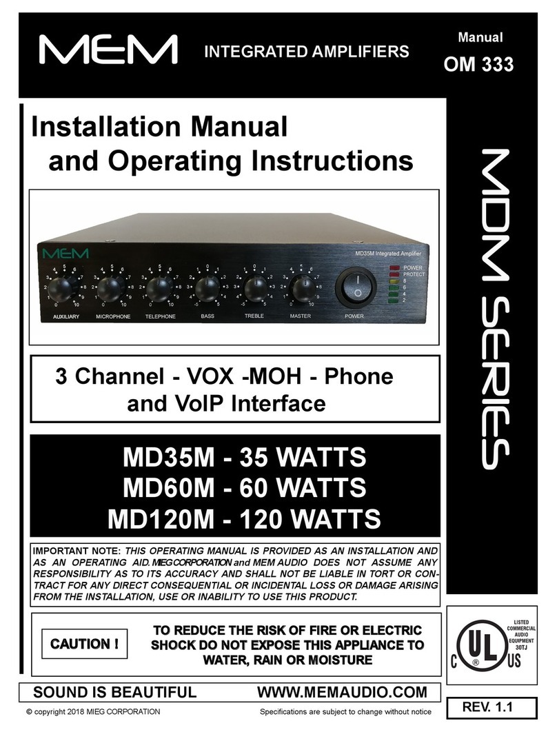 MEM MDM SERIES Installation manual and operating instructions