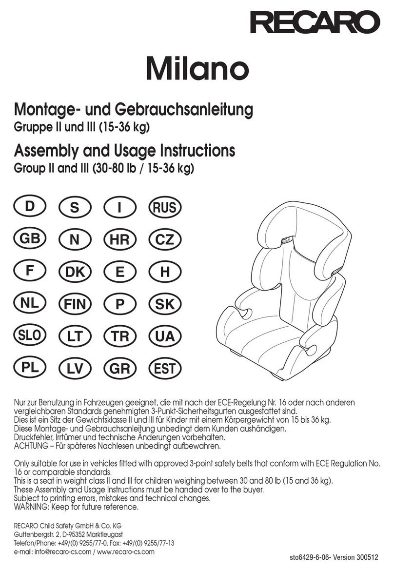 RECARO Milano Assembly and usage instructions