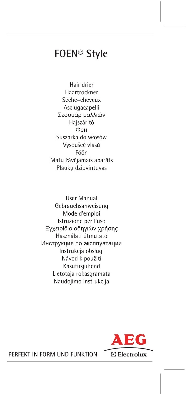 AEG FOEN Style user manual