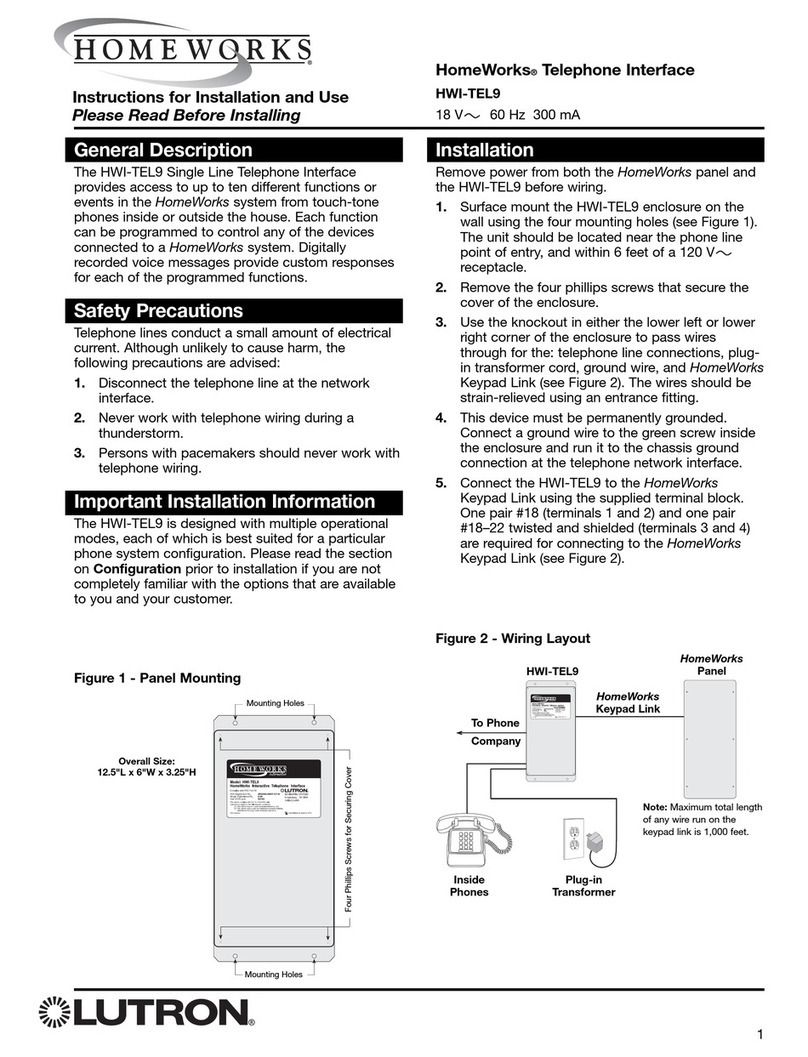 Homeworks HWI-TEL9 Instructions for installation and use