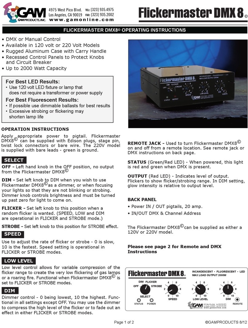 GAM Flickermaster DMX 8 operating instructions