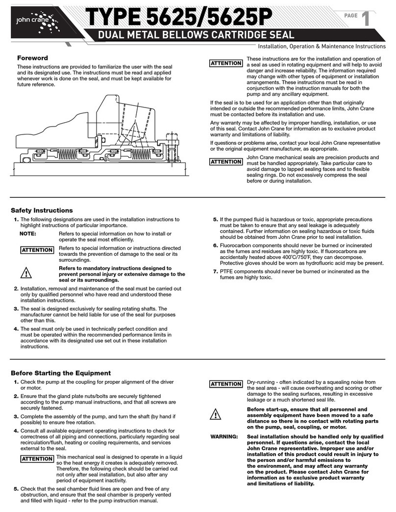 John Crane 5625 Installation, operation & maintenance instructions