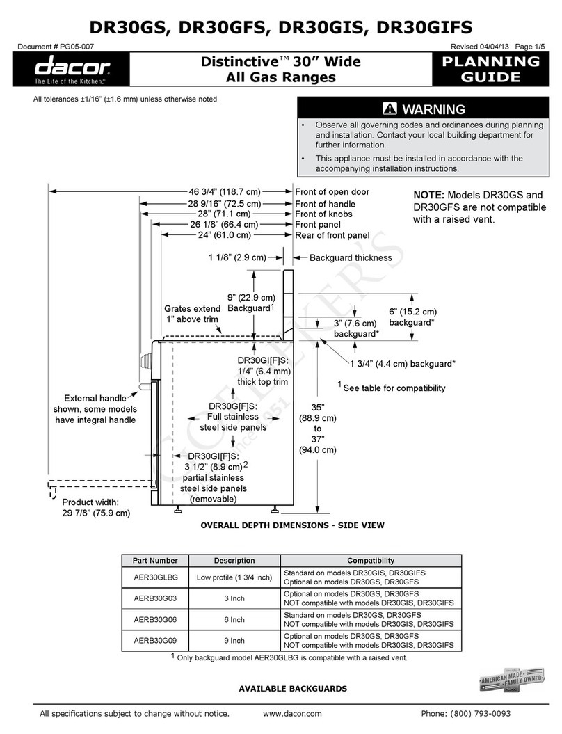 Dacor DR30GFS Technical manual