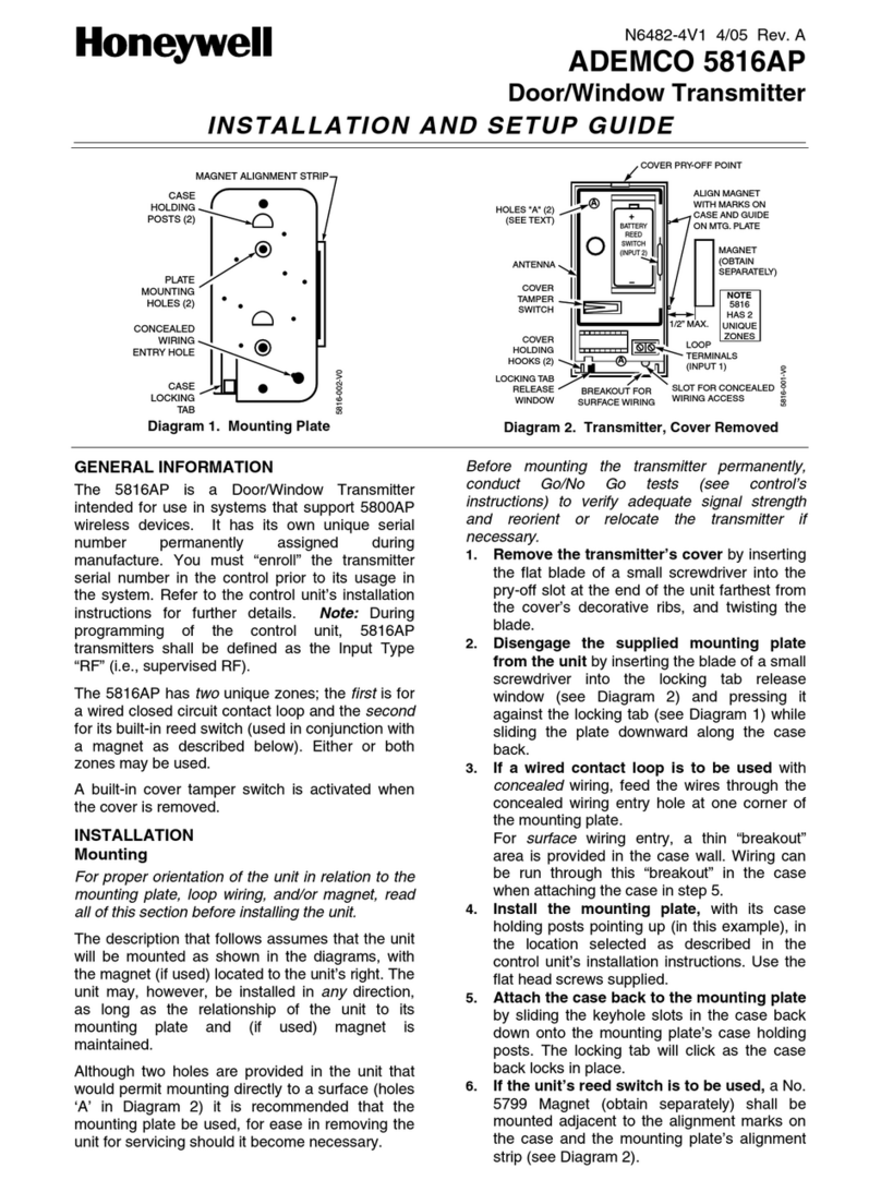 Honeywell ADEMCO 5816AP Assembly instructions