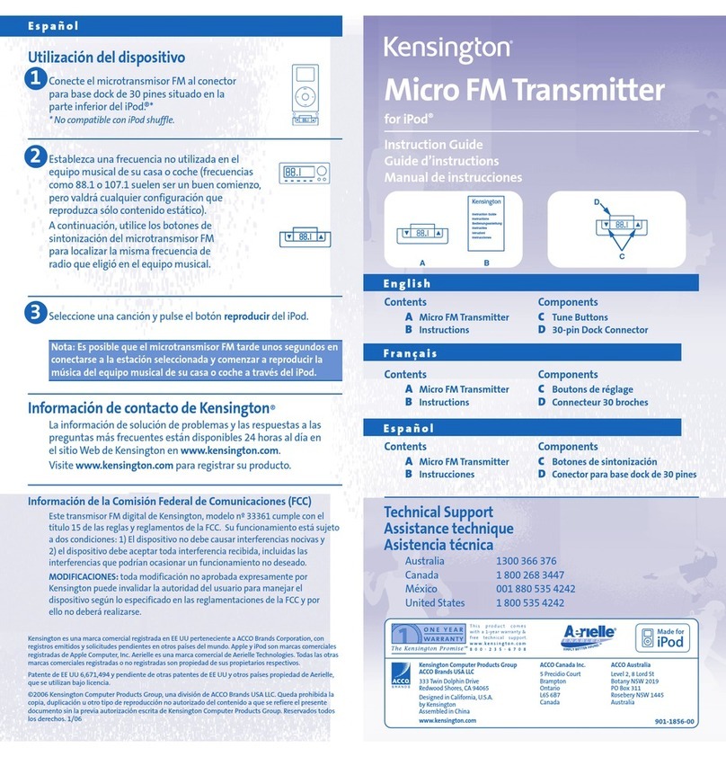 Kensington Micro FM Transmitter Instruction guide
