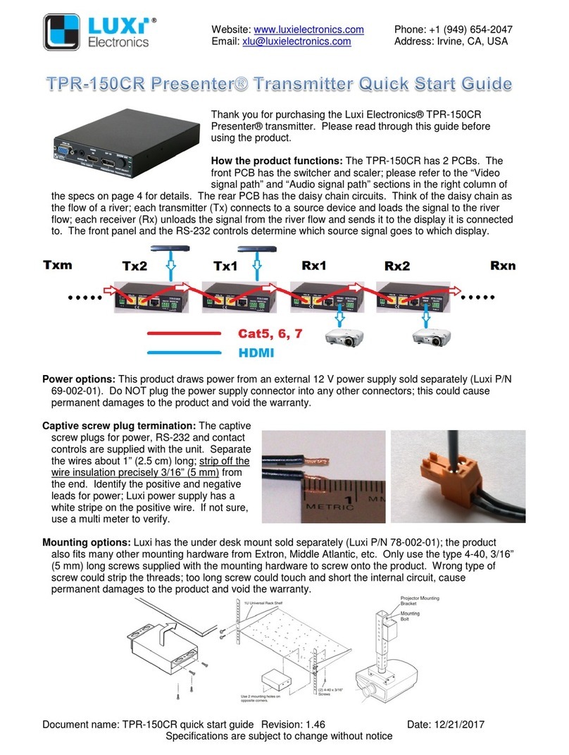 Luxi Electronics Presenter TPR-150CR quick start guide