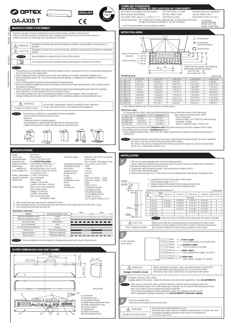 Optex OA-AXIS T Original instructions