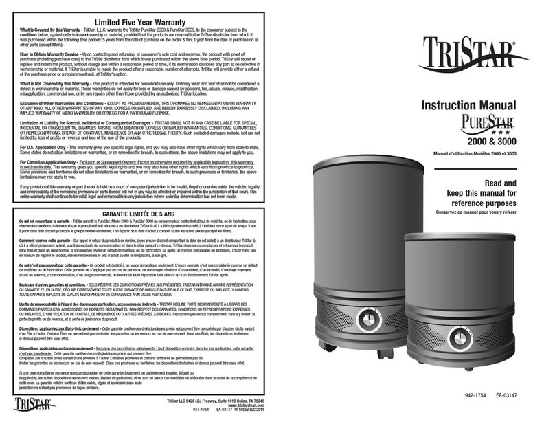 TriStar PureStar 2000 instruction manual