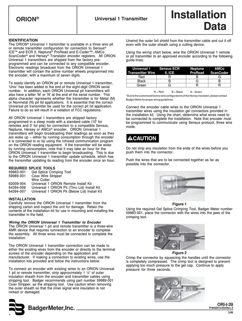 Badger Meter Orion Universal 1 Transmitter Installation and user guide