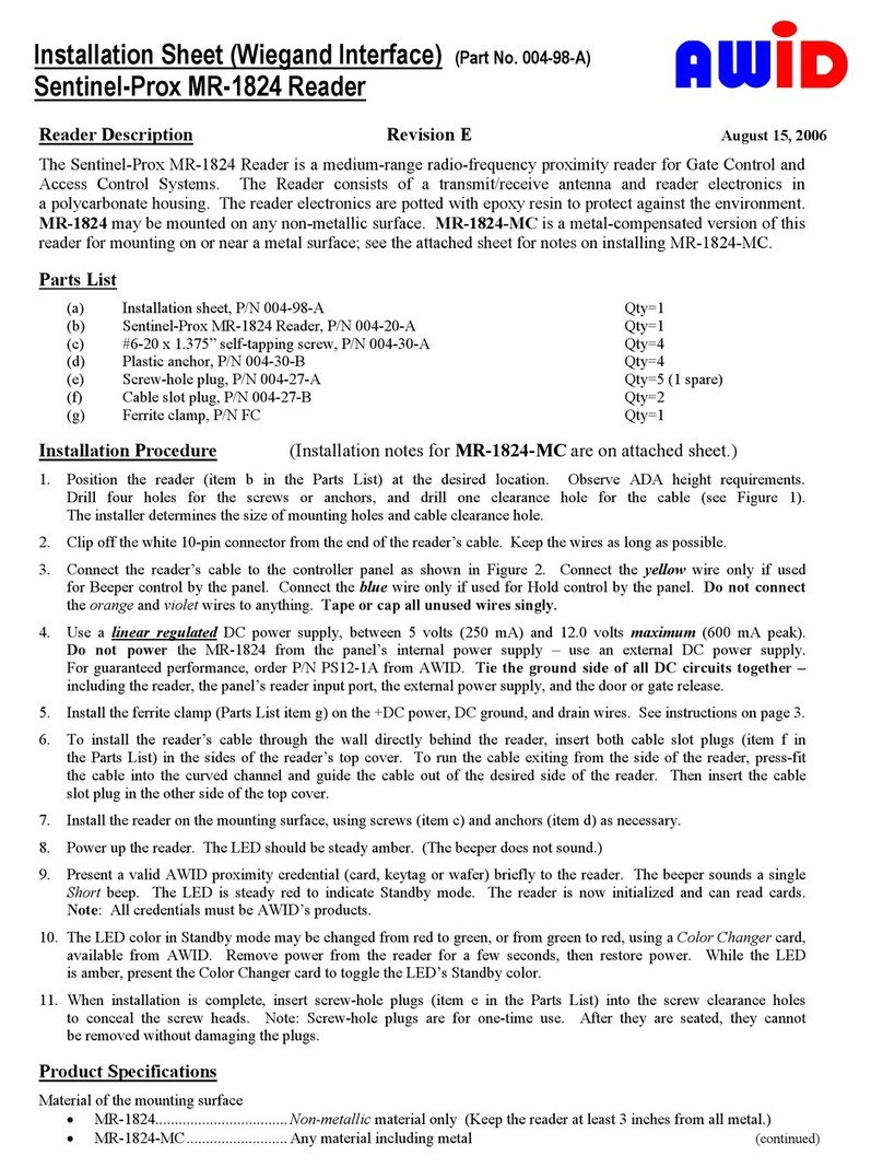 AWID SENTINEL-PROX MR-1824 Installation sheet
