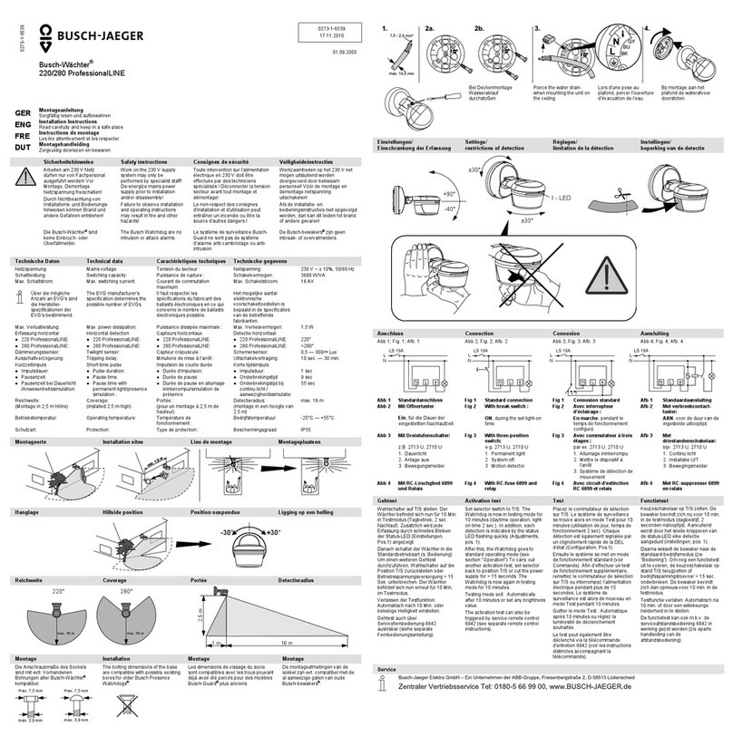 Busch-Jaeger Busch-Watchdog 280 ProfessionalLINE installation instructions Busch-Jaeger Busch-Watchdog 280 ProfessionalLINE installation instructions