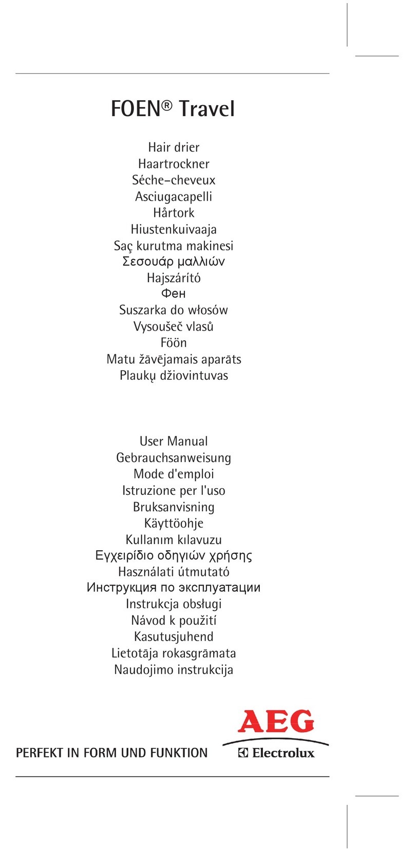 AEG FOEN Travel User manual
