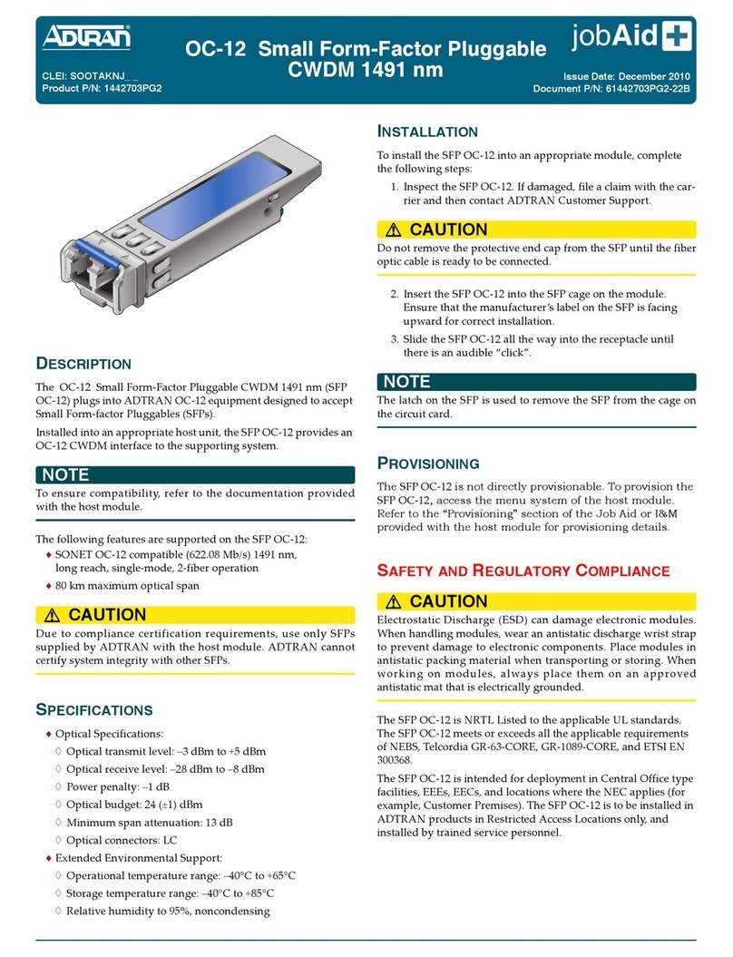 ADTRAN 1442703PG2 installation instructions ADTRAN 1442703PG2 installation instructions