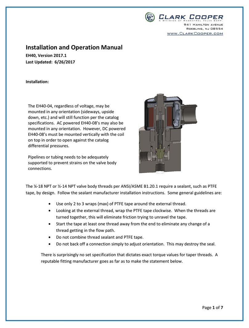 Clark Cooper EH40 Installation and operation manual