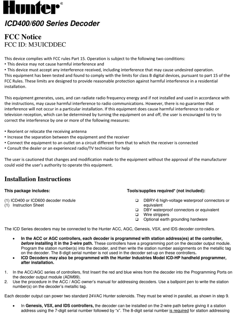 Hunter ICD400 Series installation instructions